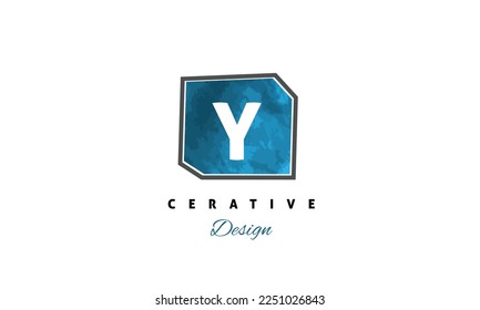 Y letter design vector with blue color brush icon premium logo on white background