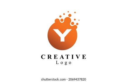 Y Letter Design-Vektorgrafik mit Punkten