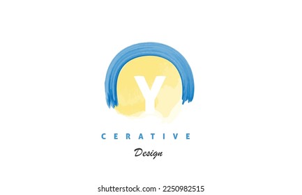 Y letter design vector with water color brush icon creative modern premium logo on white background