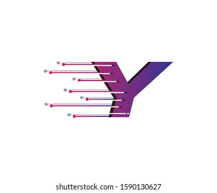 Y Letter Digital Data Logo Icon, Fast Hi-tech Y Design Concept.