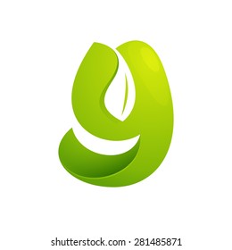 Y letter eco logo, negative space volume icon