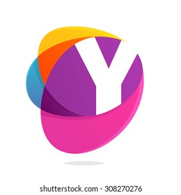 Y letter with ellipses intersection logo. Abstract trendy multicolored vector design template elements for your application or corporate identity.