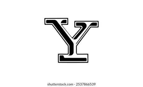 Y letter emblem, black isolated silhouette