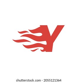 y letra llama de fuego caliente en mayúscula icono del vector