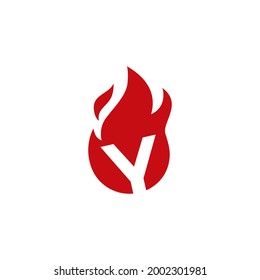 y letter fire flame logo vector icon illustration