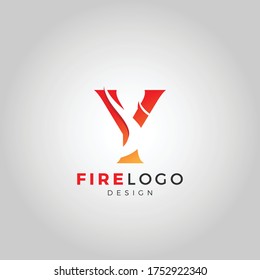 Y letter fire logo template