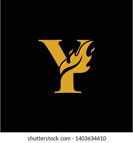 Y Letter with Flame Fire logo vector
