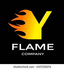 Y Letter flame or fire vector logo template. This alphabet is suitable for cooking, temperature or fast business.