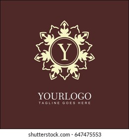 Y letter floral logo. Brand identity for cafe, shop, store, restaurant, boutique, hotel, heraldic, fashion and etc.
