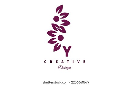 Y Brief Blumenlogo. Einfache, handgezeichnet gezeichnete Aquarell, Vektorgrafik-Logo auf weißem Hintergrund