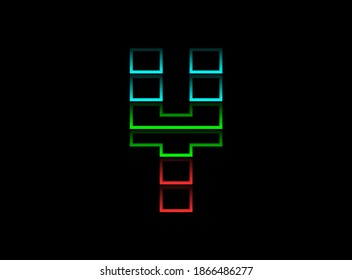 Y letter font logo, Rgb color vector design. Dynamic split red, green, blue color on black background. For social media,design elements, creative poster, web template and more