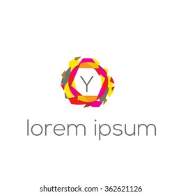 Y letter geometric vector logo template