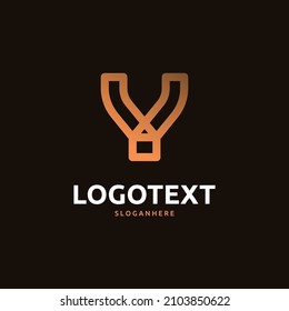 Y letter golden logo abstract design on dark color background, Y alphabet logo