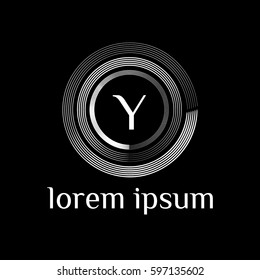 Y letter golden logo. Luxury linear monogram template