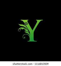 Y Letter Green Nature Leaf Logo