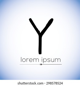 Y letter-  hand drawn stencil logo (sign, symbol, icon, illustration) 