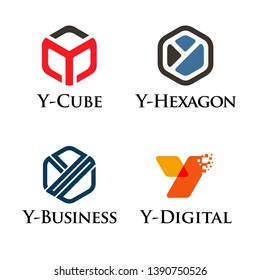 Y Letter Hexagon Cube Box Logo Symbol Collection