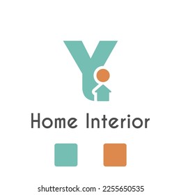 Y Letter with Home House Icon on Home Interior, Architecture, Möbel Business Logo Ideenvorlage