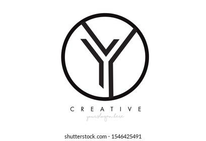 Y Letter Icon Logo Design With Monogram Creative Look. Letter Circle Line Design Vector Illustration.