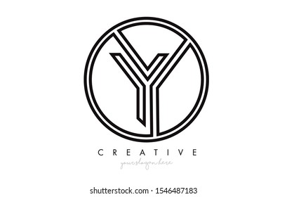Y Letter Icon Logo Design With Monogram Creative Look. Letter Circle Line Design Vector Illustration.