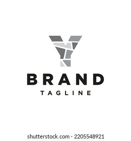 Y Letter initial brick stone logo icon vector
