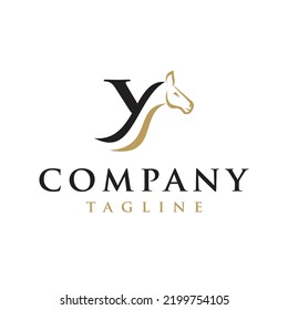 Y Letter initial Horse Ranch Stable Stallion equestrian Logo design.  
Horse design elegant high end vector illustration, creative horse logo template, 
modern logo creative unique icon