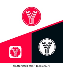 Y letter initial icon logo design, line style logo design