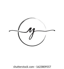 Y letter initial logo with circle brush design vector