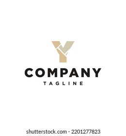 Y Letter Initial wood flooring parquet hardwood texture vector logo design template elegant