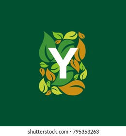 Y letter leaf logo design