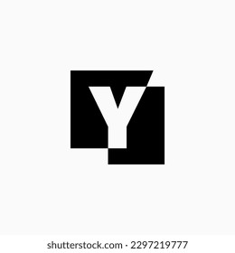 Y Letter Lettermark Square Initial Negative Space Logo Vector Icon Illustration