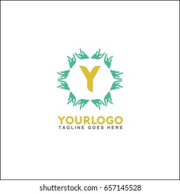 Y letter line circle brand. Vector design template elements for your application or corporate identity. Hand vector illustration logo.