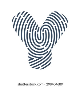 Y letter line logo. Vector fingerprint design. 