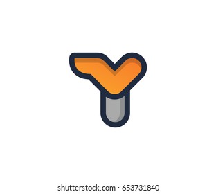 Y Letter Linear Flat Color Minimal Alphabet logo mark design template