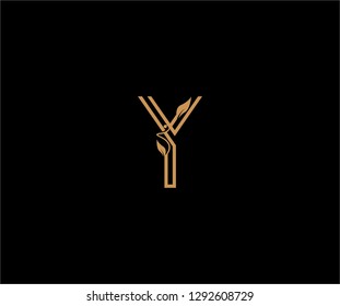 Y letter linear shape luxury flourishes ornament logotype