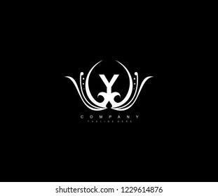 Y letter linked monogram luxury rounded flourishes ornament logo