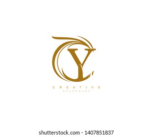 Y letter linked rounded monogram emblem stylish vector logo