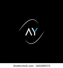 A Y letter logo abstract design on black color background, ay monogram