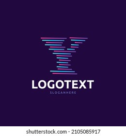Y letter logo abstract design on violet color background. Y alphabet