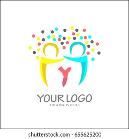 Y letter logo. Abstract team work design vector. Community symbol icon.