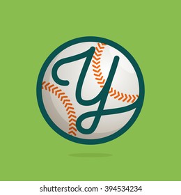 Y letter logo with baseball ball. Font style, vector design template elements for your sport team or corporate identity.