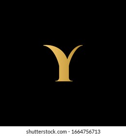 Y letter logo with black background.The gold letter icon.Gold letter icon design.
