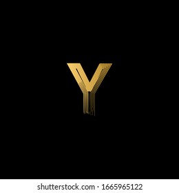 Y letter logo with black background.The gold letter icon.The letter design.