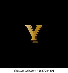 Y letter logo with black background.Y letter icon.This is golden letter design.