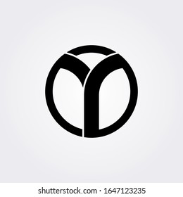 Y letter logo in black color. Initial logo concept vector with minimalist geometric shape.