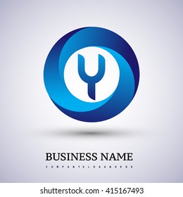Y letter logo in the blue circle. Vector design template elements for your application or company identity.