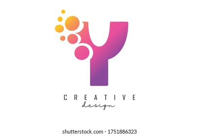 Y Letter Logo with blue dots design. Letter Y logotype with bubbles bunch. Corporate branding identity vector illustration with letter Y. 