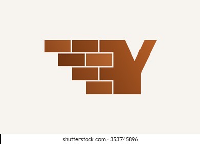 Y letter Logo, brick wall logo design.