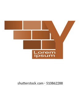 Y  letter Logo, brick wall logo design with place for your data. 
