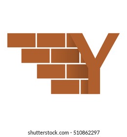 Y  letter Logo, brick wall logo design.  Vector image. 
